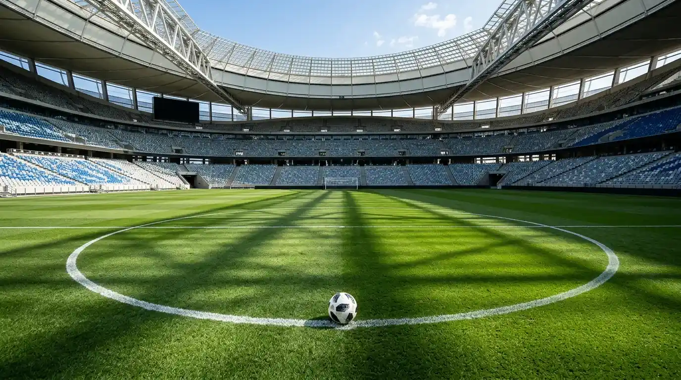 Ceisteanna coitianta faoi Chorn an Domhain 2026 — liathróid sacair ar pháirc staidiaim