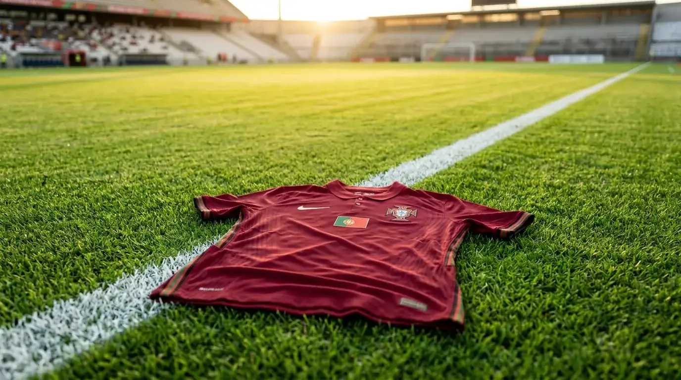 Portúgáil ag Corn an Domhain 2026 — geansaí dearg agus glas na foirne