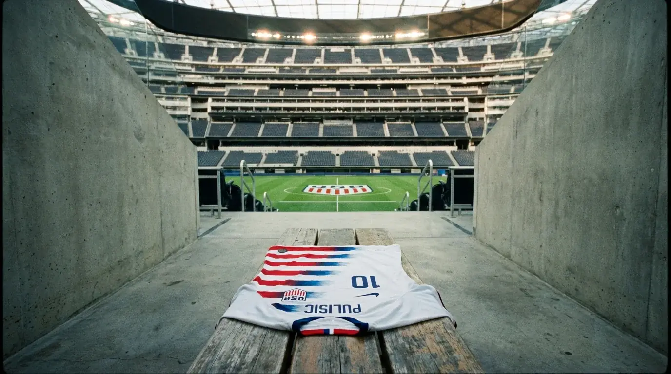 SAM ag Corn an Domhain 2026 — geansaí bán agus gorm na foirne